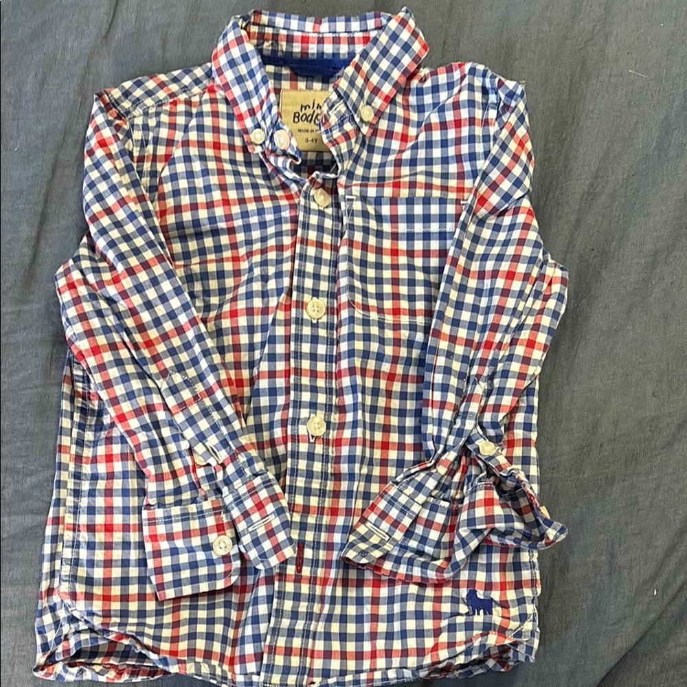 3-4 Boden Red and Blue Checkered Shirt